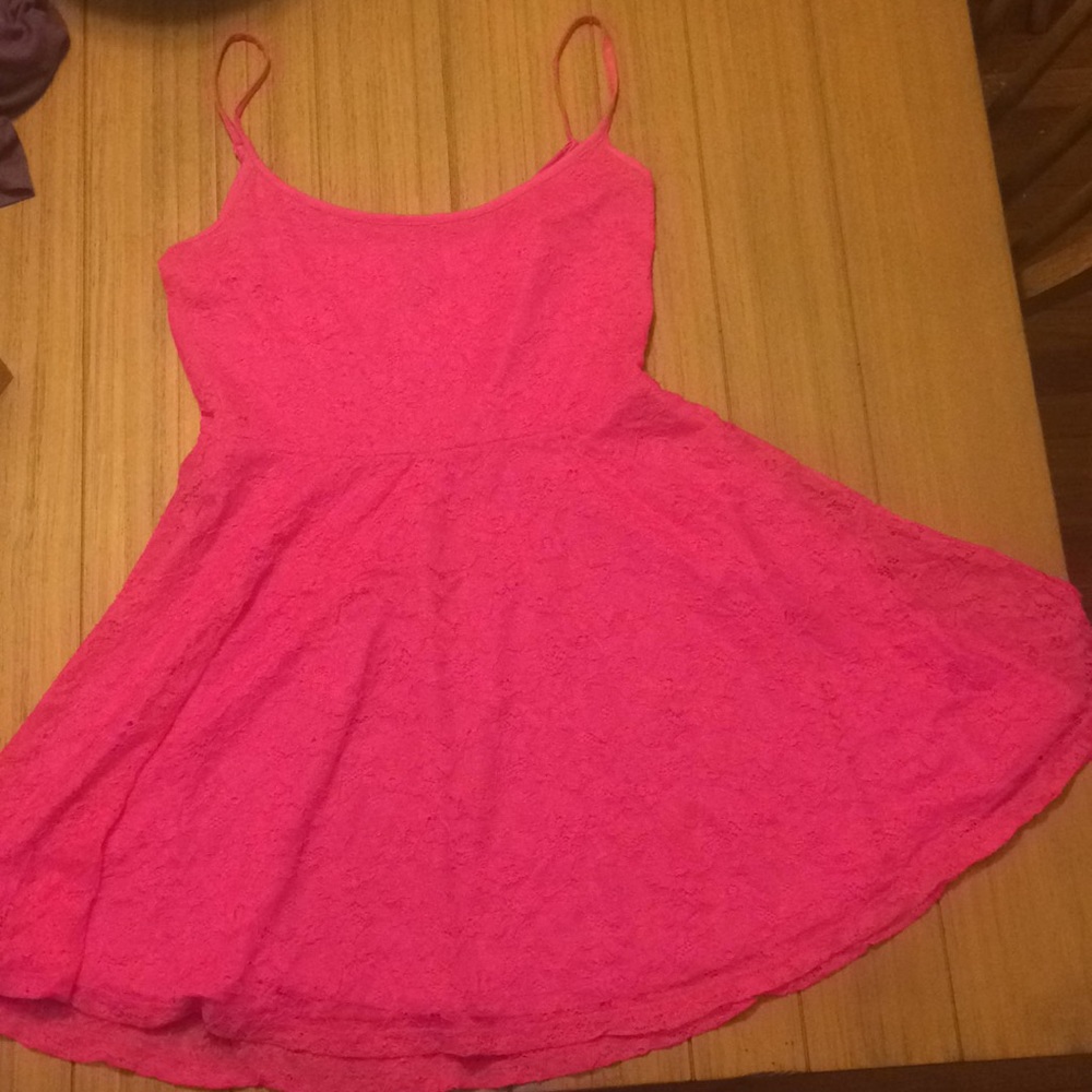 Hot pink lace dress